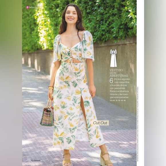 Zara Floral Cutout Midi Dress Green Flutter Sleeves Resort Vacation Tropical S - Picture 5 of 12